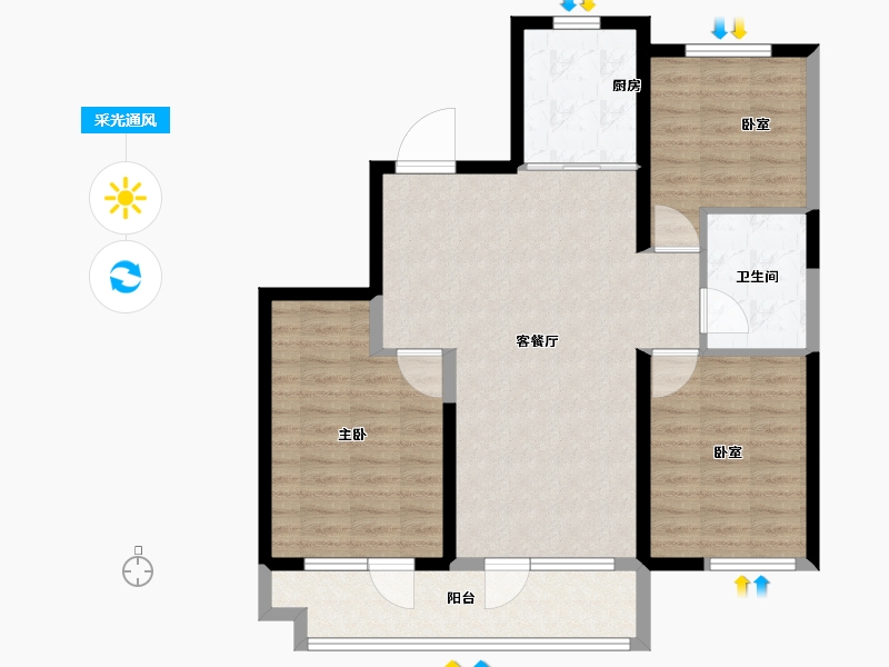 山东省-临沂市-青啤龙悦湾-92.00-户型库-采光通风