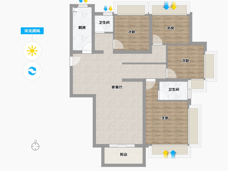 广西壮族自治区-南宁市-光明城市四期-95.56-户型库-采光通风