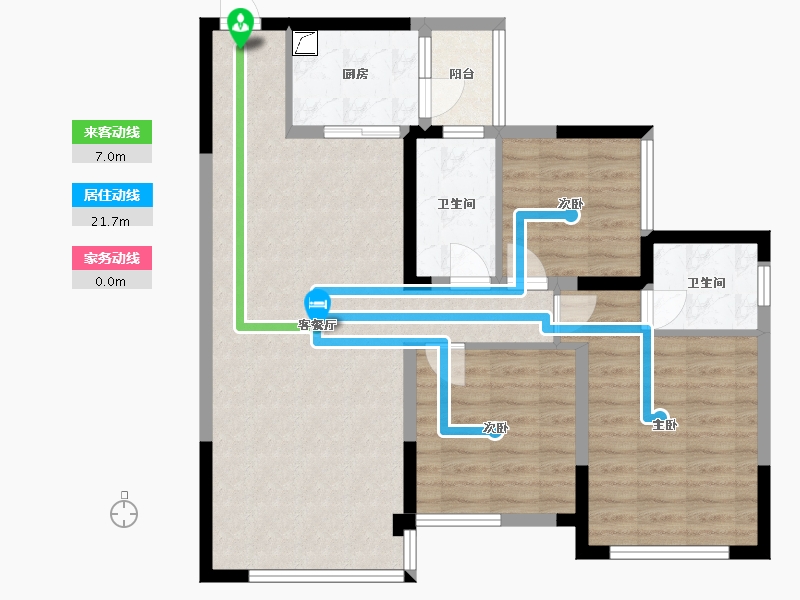 四川省-绵阳市-恒跃名苑-84.38-户型库-动静线