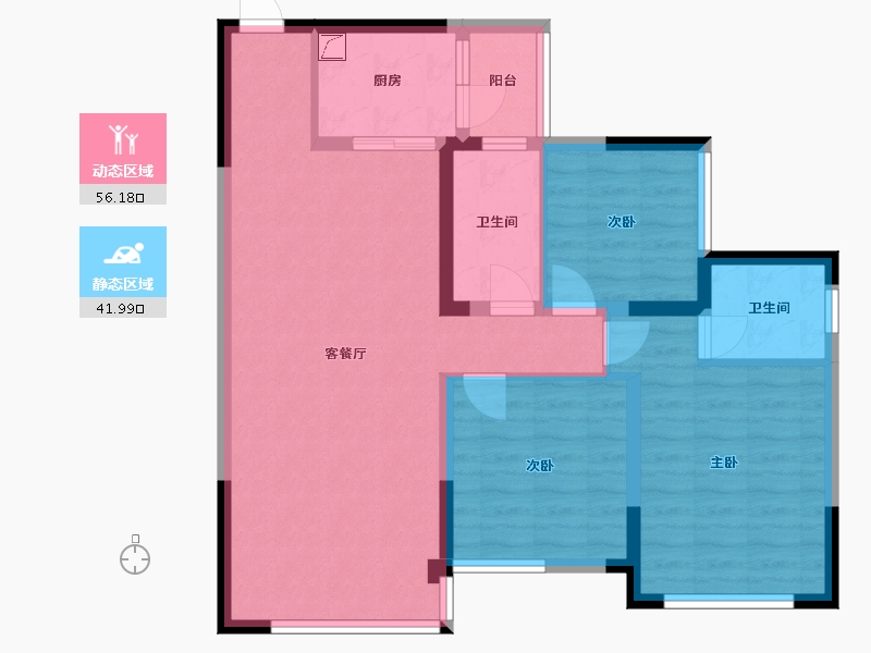 四川省-绵阳市-恒跃名苑-84.38-户型库-动静分区