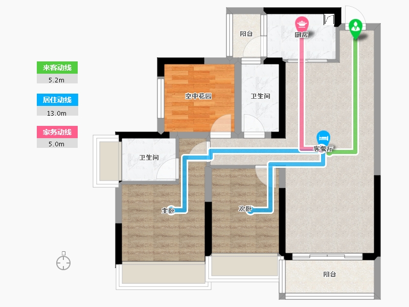 广东省-江门市-滨江和院-74.75-户型库-动静线