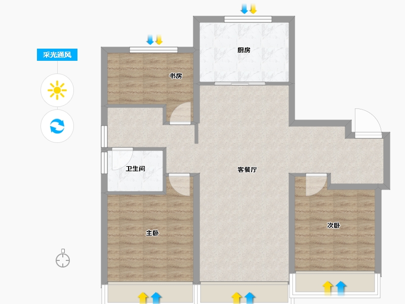 黑龙江省-哈尔滨市-中海文昌府-88.00-户型库-采光通风