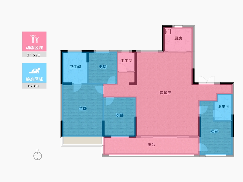 山东省-济南市-雲峰原著-60.00-户型库-动静分区