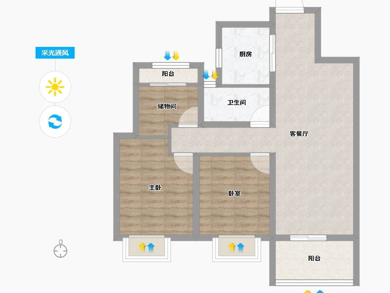 浙江省-湖州市-织里吾悦广场-71.20-户型库-采光通风