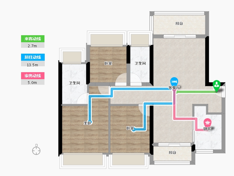 广东省-佛山市-龙光玖云熙园-77.60-户型库-动静线