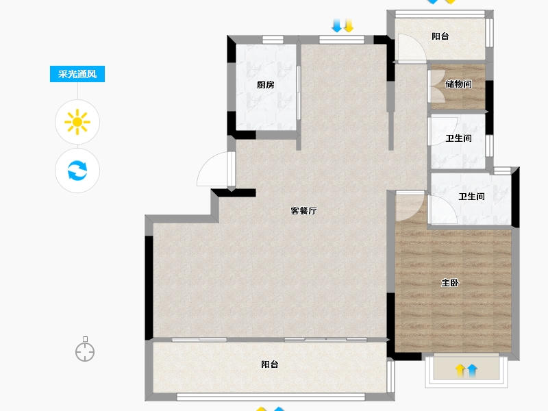 安徽省-合肥市-栢悦湾-96.80-户型库-采光通风