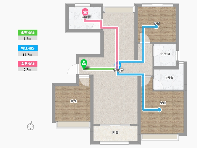 山东省-淄博市-南益名士华府-76.95-户型库-动静线