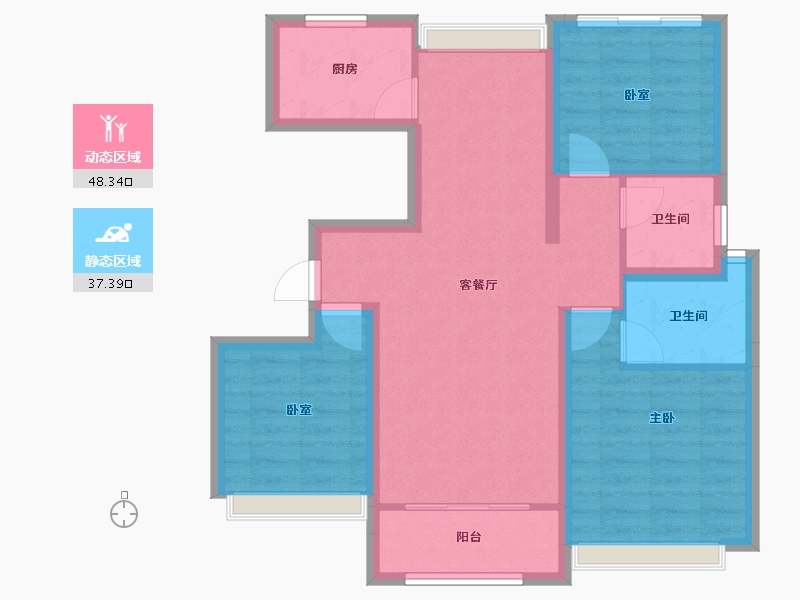 山东省-淄博市-南益名士华府-76.95-户型库-动静分区