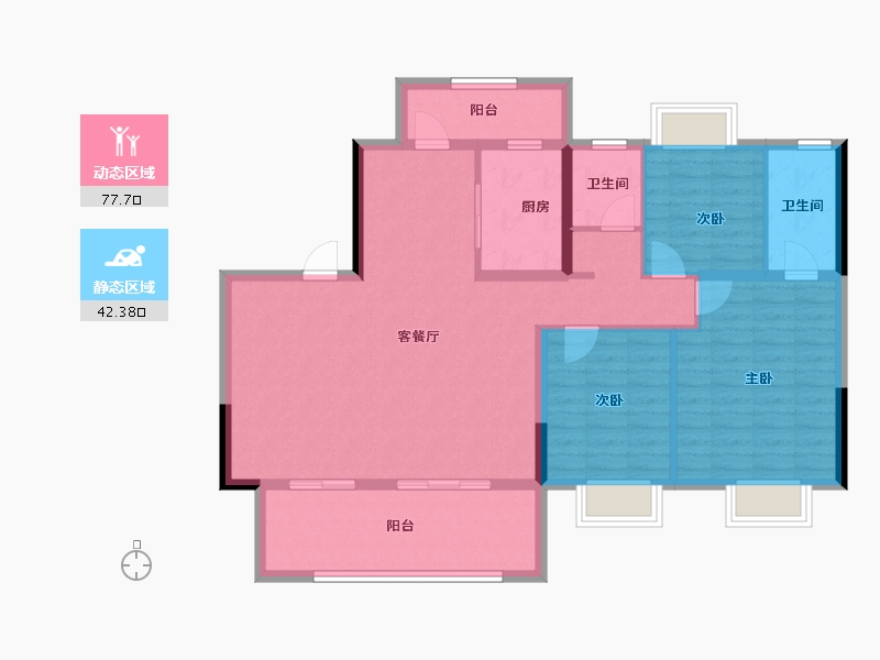 湖北省-宜昌市-金科云玺台-108.54-户型库-动静分区