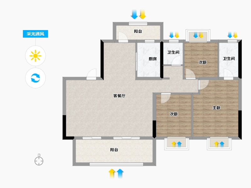 湖北省-宜昌市-金科云玺台-108.54-户型库-采光通风