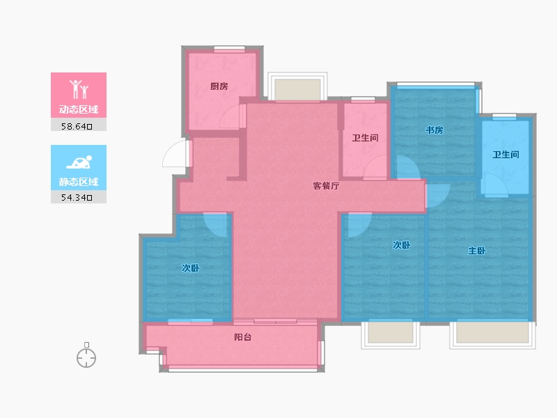 安徽省-合肥市-奥园龙川玖著-101.60-户型库-动静分区