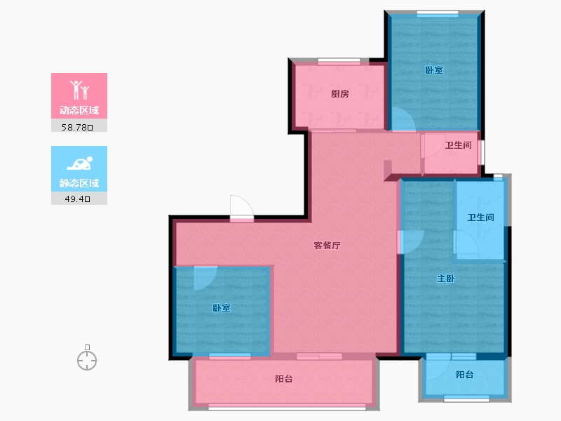 河北省-廊坊市-合生学府中央城-96.00-户型库-动静分区