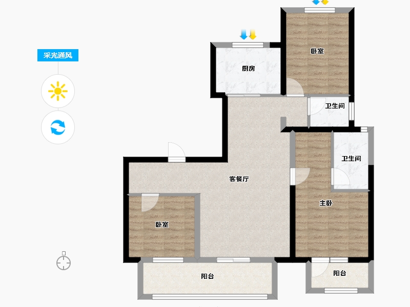 河北省-廊坊市-合生学府中央城-96.00-户型库-采光通风