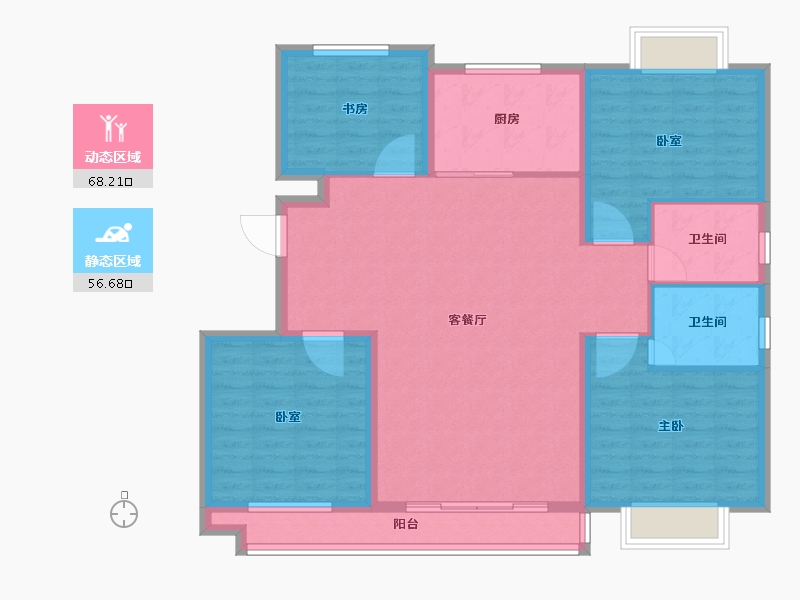 山东省-临沂市-颐龙恒泰·陶然里-112.81-户型库-动静分区