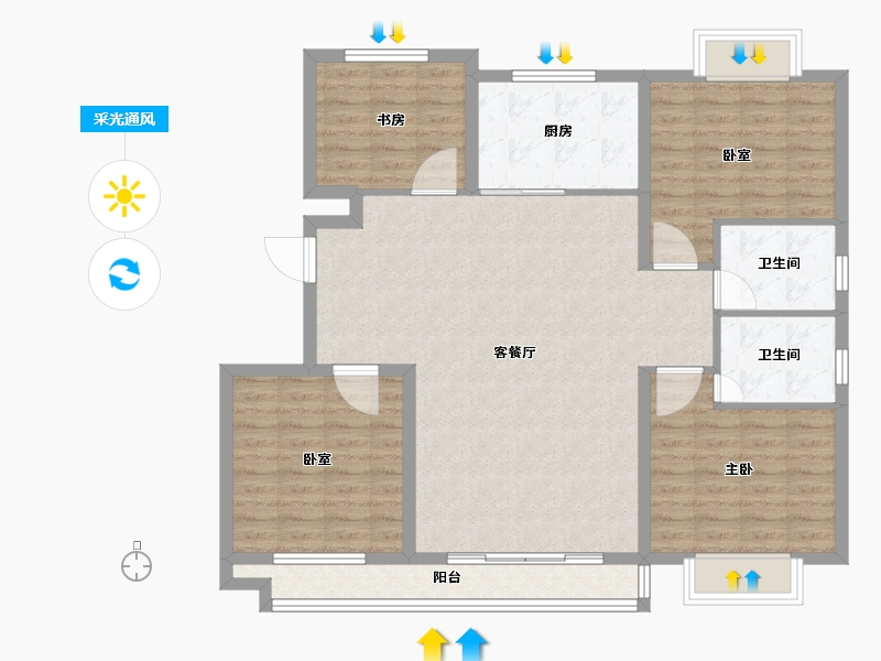 山东省-临沂市-颐龙恒泰·陶然里-112.81-户型库-采光通风