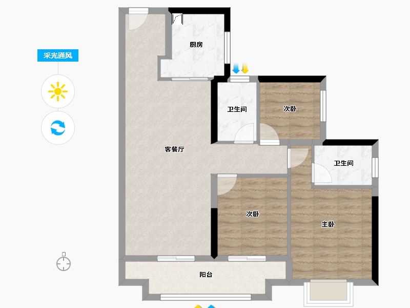 广东省-佛山市-中海雍景熙岸-81.60-户型库-采光通风