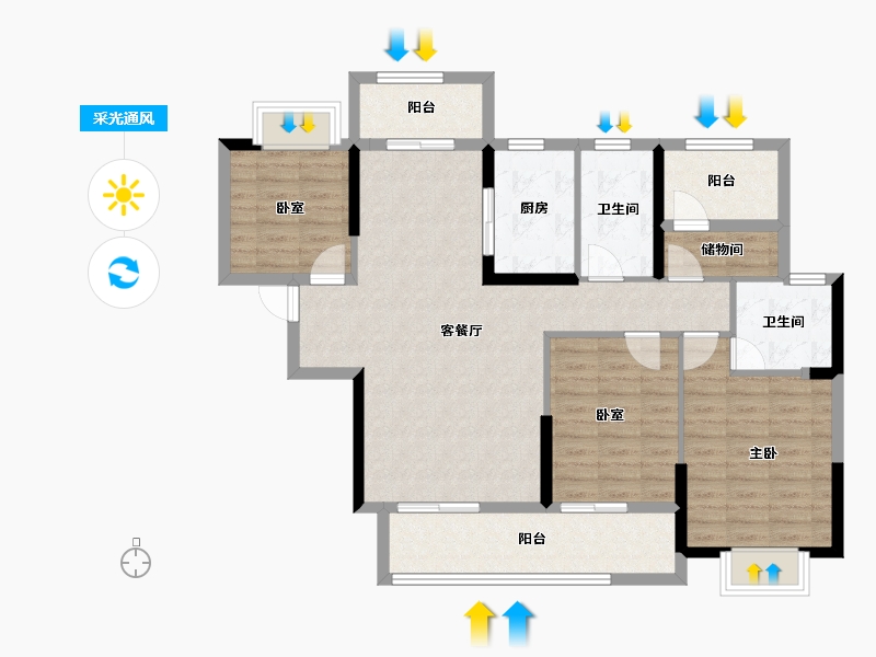 湖南省-岳阳市-汨罗大汉龙城-101.45-户型库-采光通风