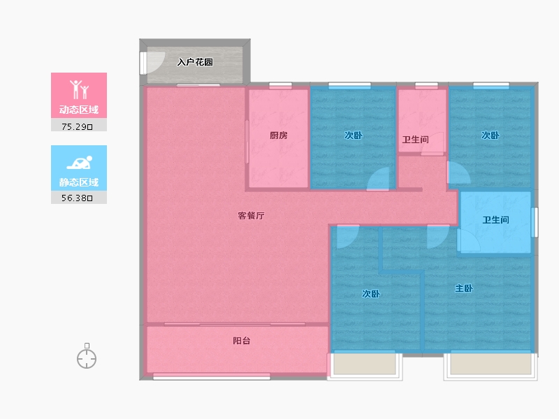 河南省-洛阳市-绿都中梁河风雅叙-126.42-户型库-动静分区