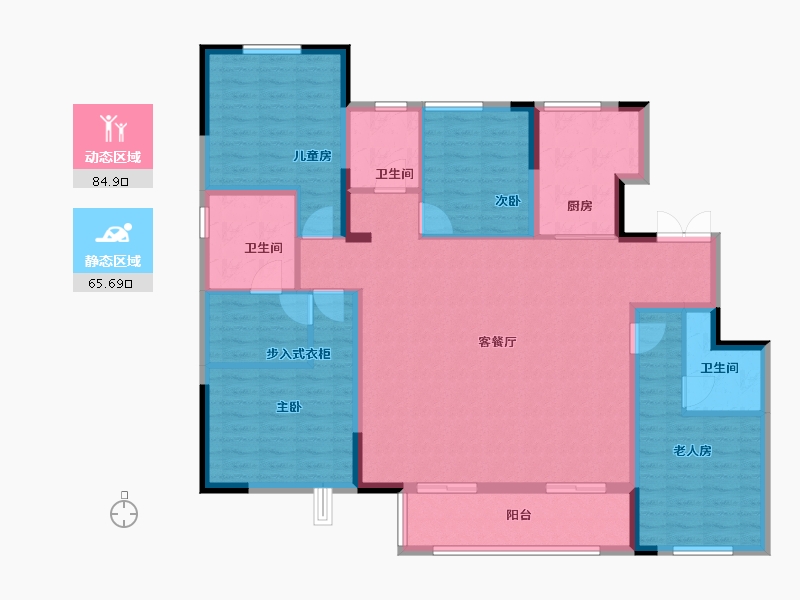 江苏省-徐州市-徐州富春山居-136.00-户型库-动静分区