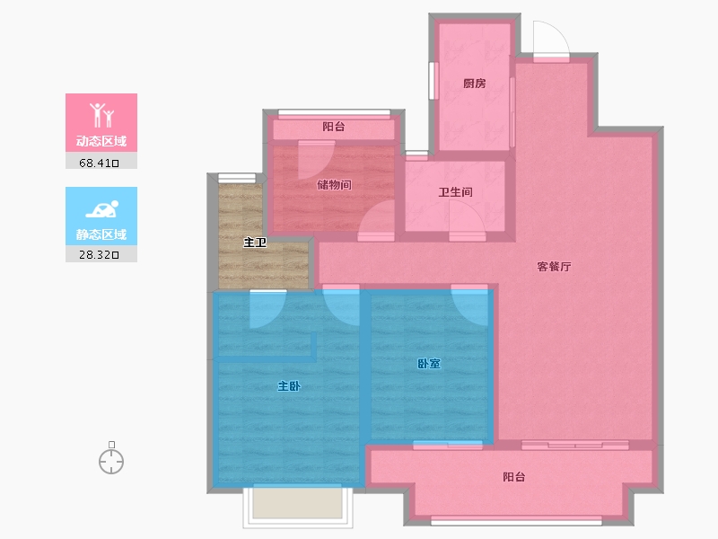 浙江省-湖州市-织里吾悦广场-89.61-户型库-动静分区