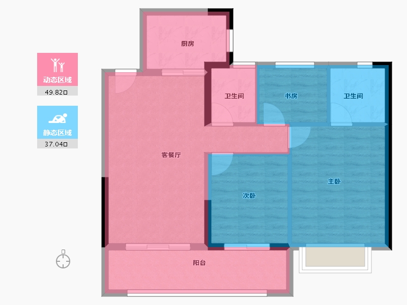 浙江省-宁波市-宏地熙望府-78.27-户型库-动静分区