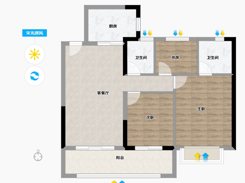 浙江省-宁波市-宏地熙望府-78.27-户型库-采光通风