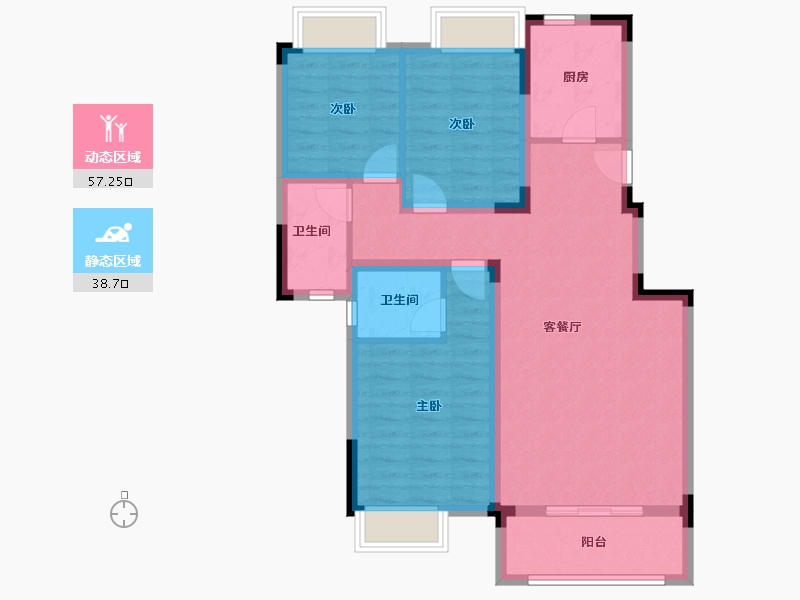 湖北省-武汉市-洺悦华府-85.34-户型库-动静分区