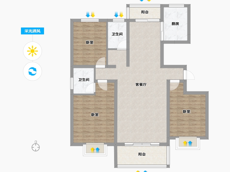 山东省-临沂市-鲁邦华府-99.35-户型库-采光通风