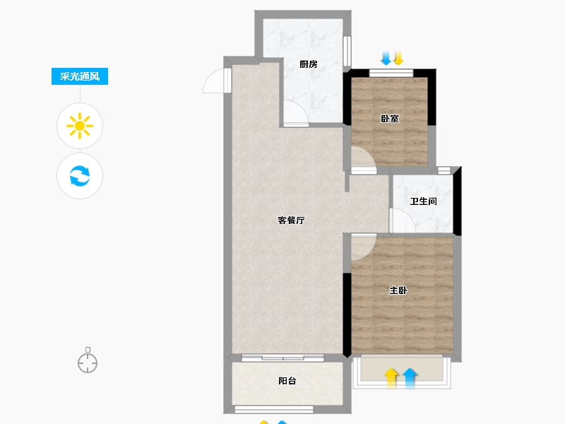 浙江省-嘉兴市-乌镇璟园-64.00-户型库-采光通风