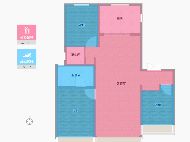 黑龙江省-哈尔滨市-中海文昌府-108.01-户型库-动静分区