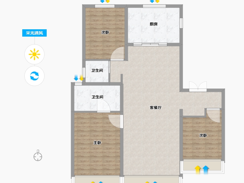 黑龙江省-哈尔滨市-中海文昌府-108.01-户型库-采光通风