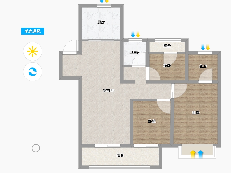 浙江省-湖州市-织里吾悦广场-94.40-户型库-采光通风