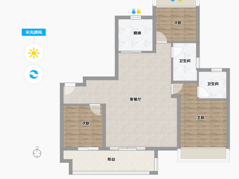 江苏省-徐州市-美的天誉-95.19-户型库-采光通风