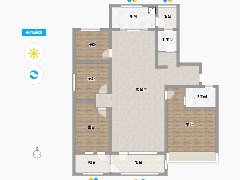 山东省-济宁市-龙城公馆-139.00-户型库-采光通风