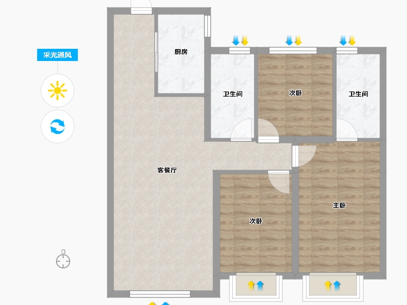 黑龙江省-哈尔滨市-金地峯范-82.84-户型库-采光通风