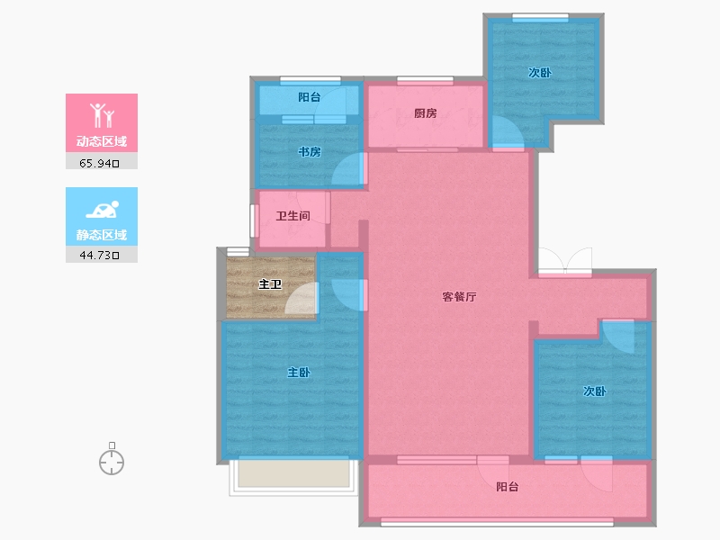 山东省-泰安市-龙城国尊府-102.39-户型库-动静分区