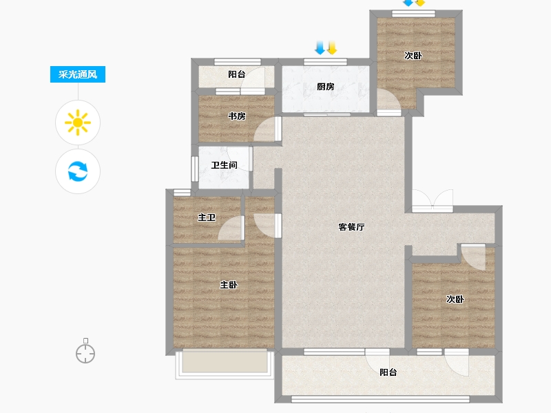 山东省-泰安市-龙城国尊府-102.39-户型库-采光通风