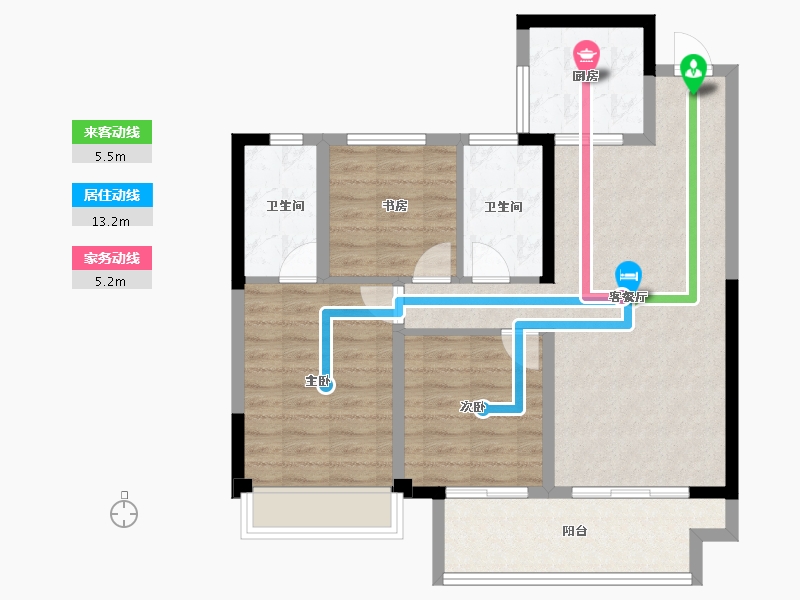 陕西省-渭南市-合创·珑府-84.00-户型库-动静线