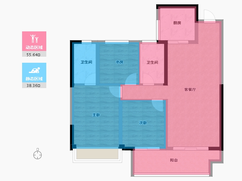 陕西省-渭南市-合创·珑府-84.00-户型库-动静分区