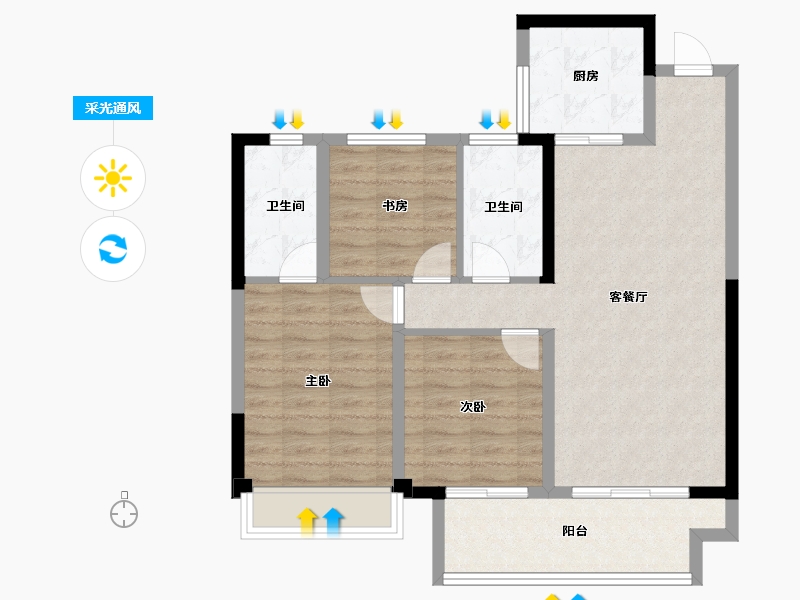 陕西省-渭南市-合创·珑府-84.00-户型库-采光通风