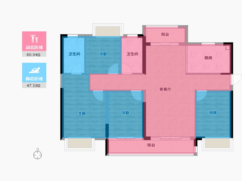 广东省-惠州市-康桥知园-96.89-户型库-动静分区