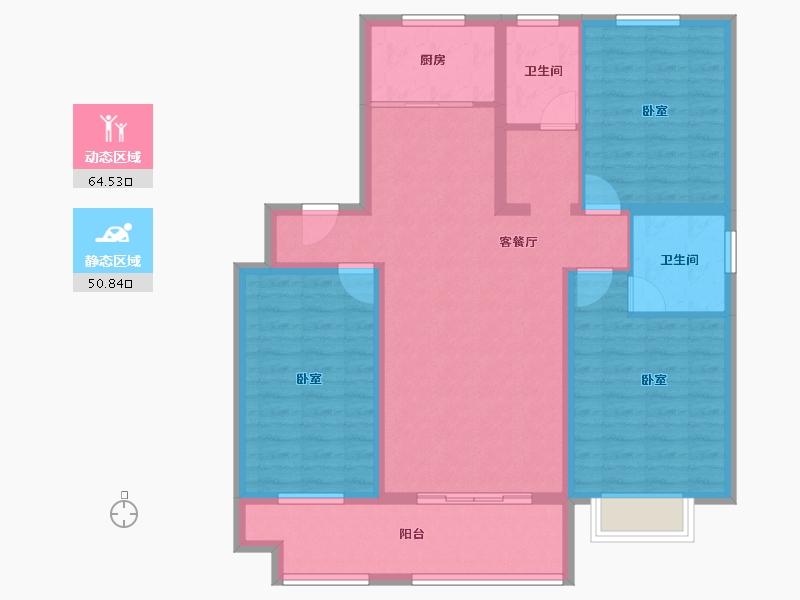 山东省-临沂市-鲁邦华府-103.34-户型库-动静分区