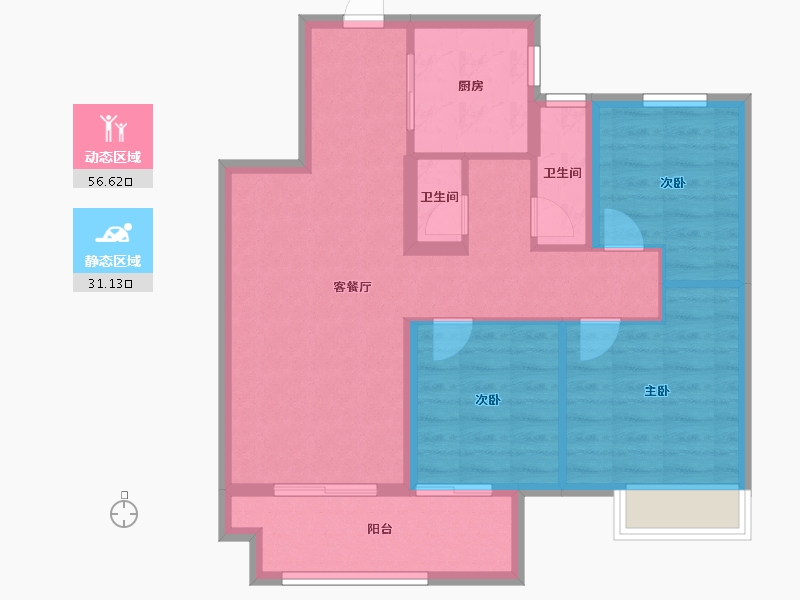 江苏省-徐州市-美的天誉-78.40-户型库-动静分区