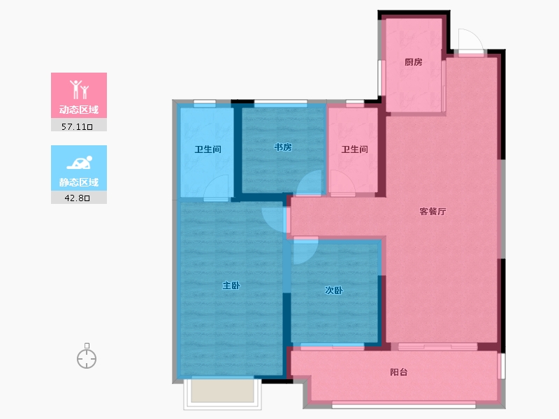 湖北省-武汉市-洺悦华府-89.43-户型库-动静分区