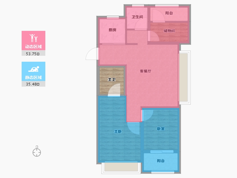 浙江省-湖州市-风华广场-84.80-户型库-动静分区