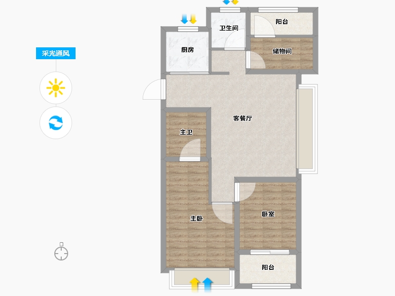 浙江省-湖州市-风华广场-84.80-户型库-采光通风