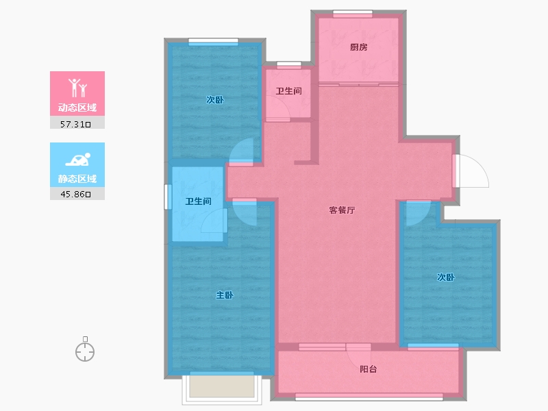 山东省-临沂市-宝丽·江山樾-91.61-户型库-动静分区