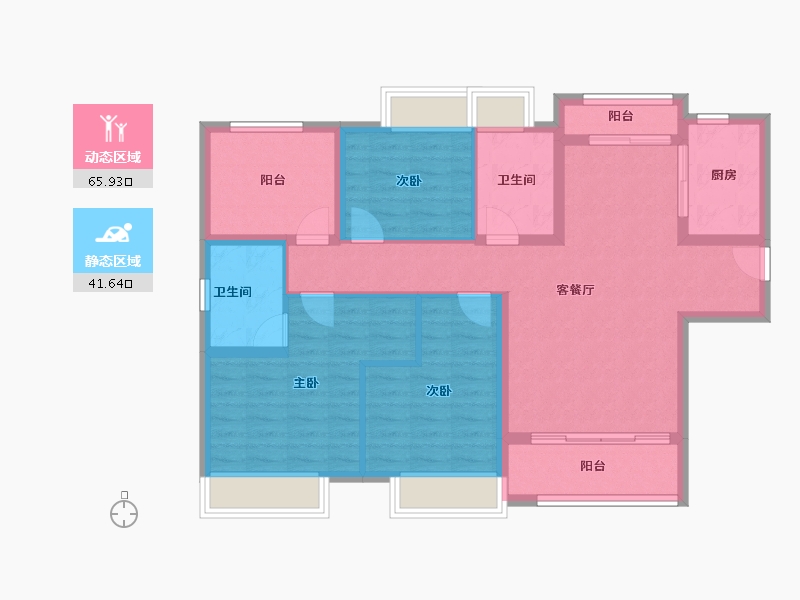 湖南省-长沙市-长房越秀星悦荟-95.96-户型库-动静分区