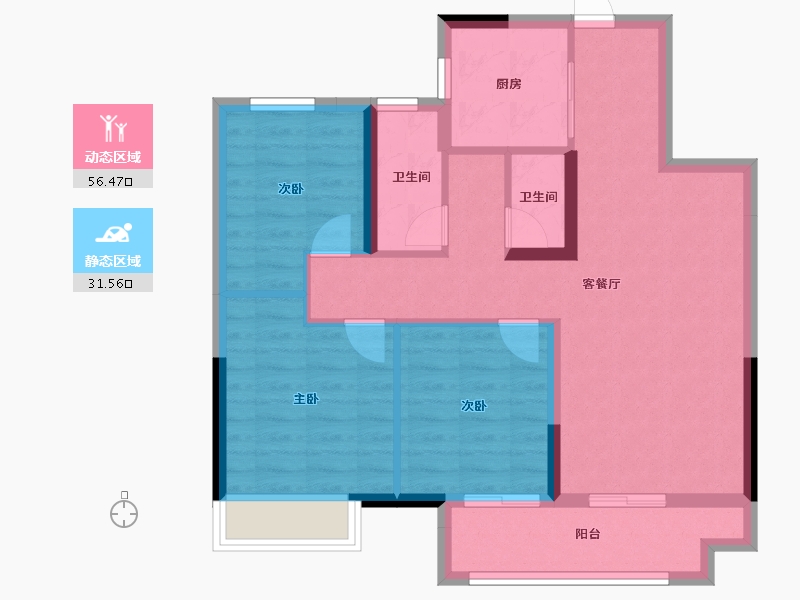 江苏省-徐州市-美的天誉-78.40-户型库-动静分区