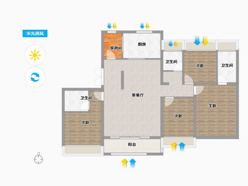 江苏省-徐州市-美的天誉-135.20-户型库-采光通风